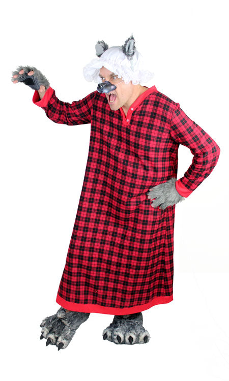 Big Bad Wolf costume with wolf paw slippers