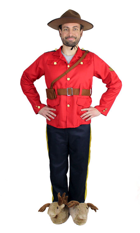 Canadian Mountie costume with moose slippers