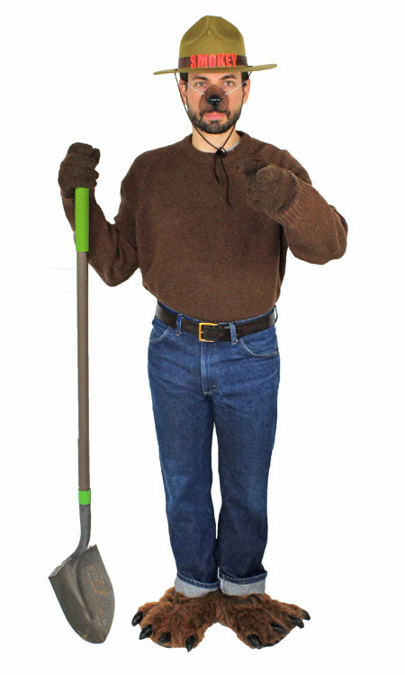Smokey the Bear costume with bear slippers