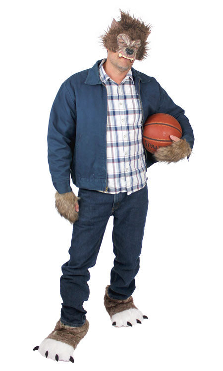 Teen Wolf costume with brown wolf slippers