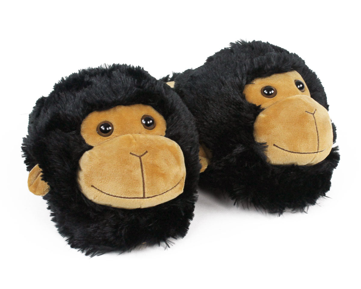 Fuzzy Monkey Slippers | Black Plush Monkey Slippers  display picture 1
