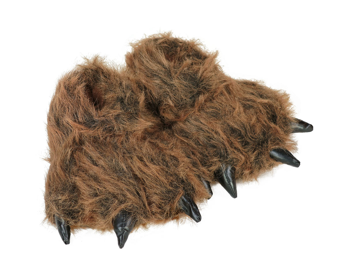 Kids Grizzly Bear Paw Slippers 3/4 View