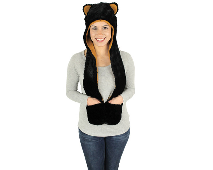 Hooded scarf bear Black  hooded Scarf Bear