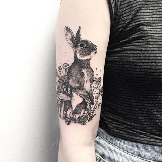 Minimalist Rabbit Outline Temporary Tattoo  neartattoos