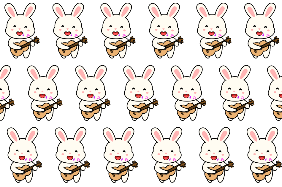 Cartoon rabbits playing guitar