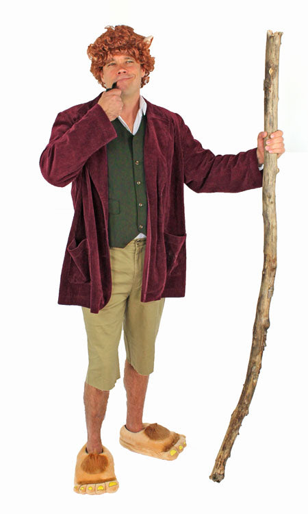 Hobbit costume with furry feet slippers