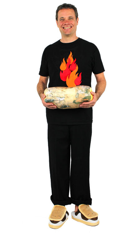 Campfire costume with Smores slippers