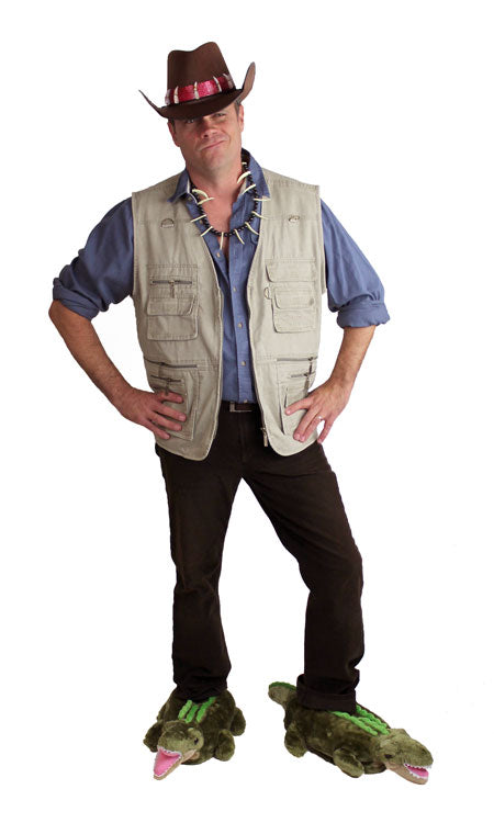 Crocodile Dundee costume with alligator slippers