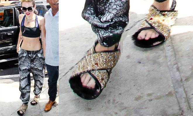 Pricey Flip-Flops: Kanye West Buys Miley Cyrus a Pair of $1,000 Fur Slippers