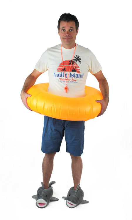 Shark attack costume with shark slippers