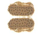 A pair of tan slipper soles with non-slip grips shown on a plain white background.