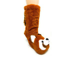 Red Panda slipper sock on a white background