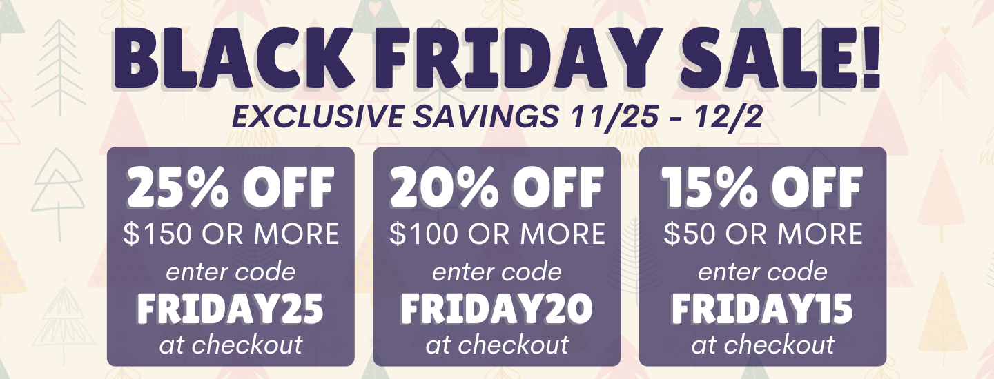 Black Friday sale flyer with discount codes on a light background