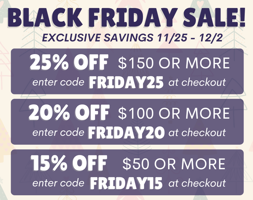 Black Friday sale flyer with discount codes on a beige background