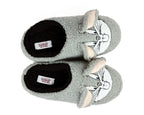 Pair of Bugs Bunny Slippers seen from above, showing the Looney Tunes label on the footbeds
