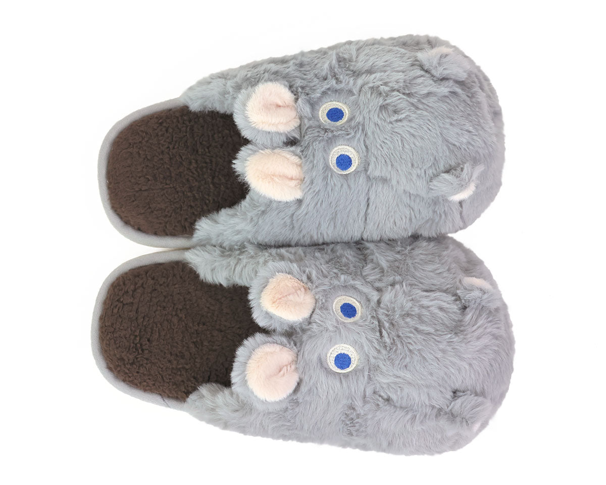 Fuzzy Hippo Slippers Top View