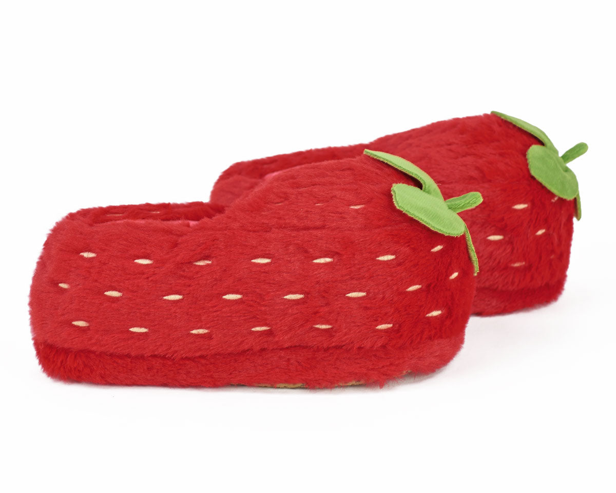 Fuzzy Strawberry Slippers Side View