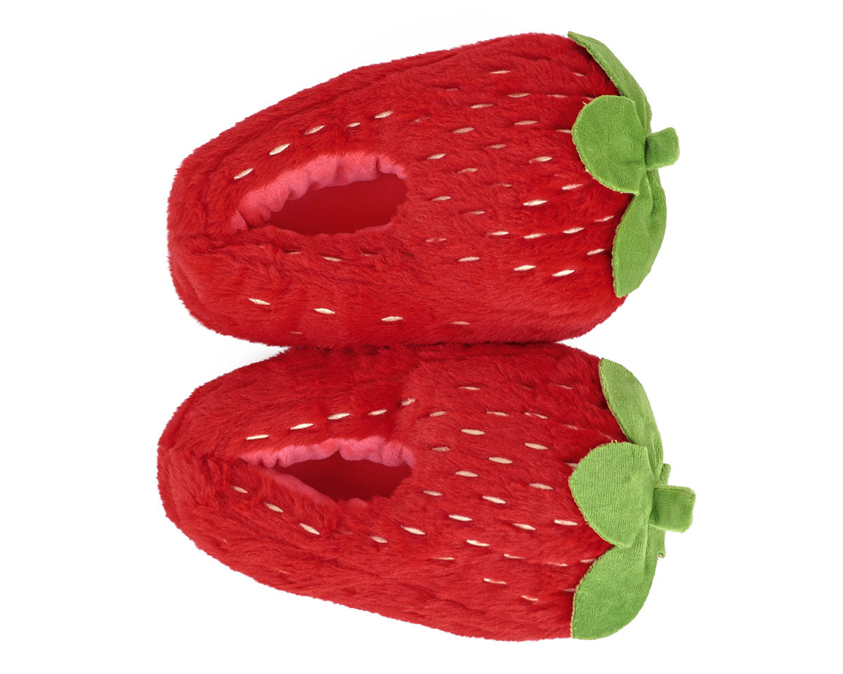 Fuzzy Strawberry Slippers Top View