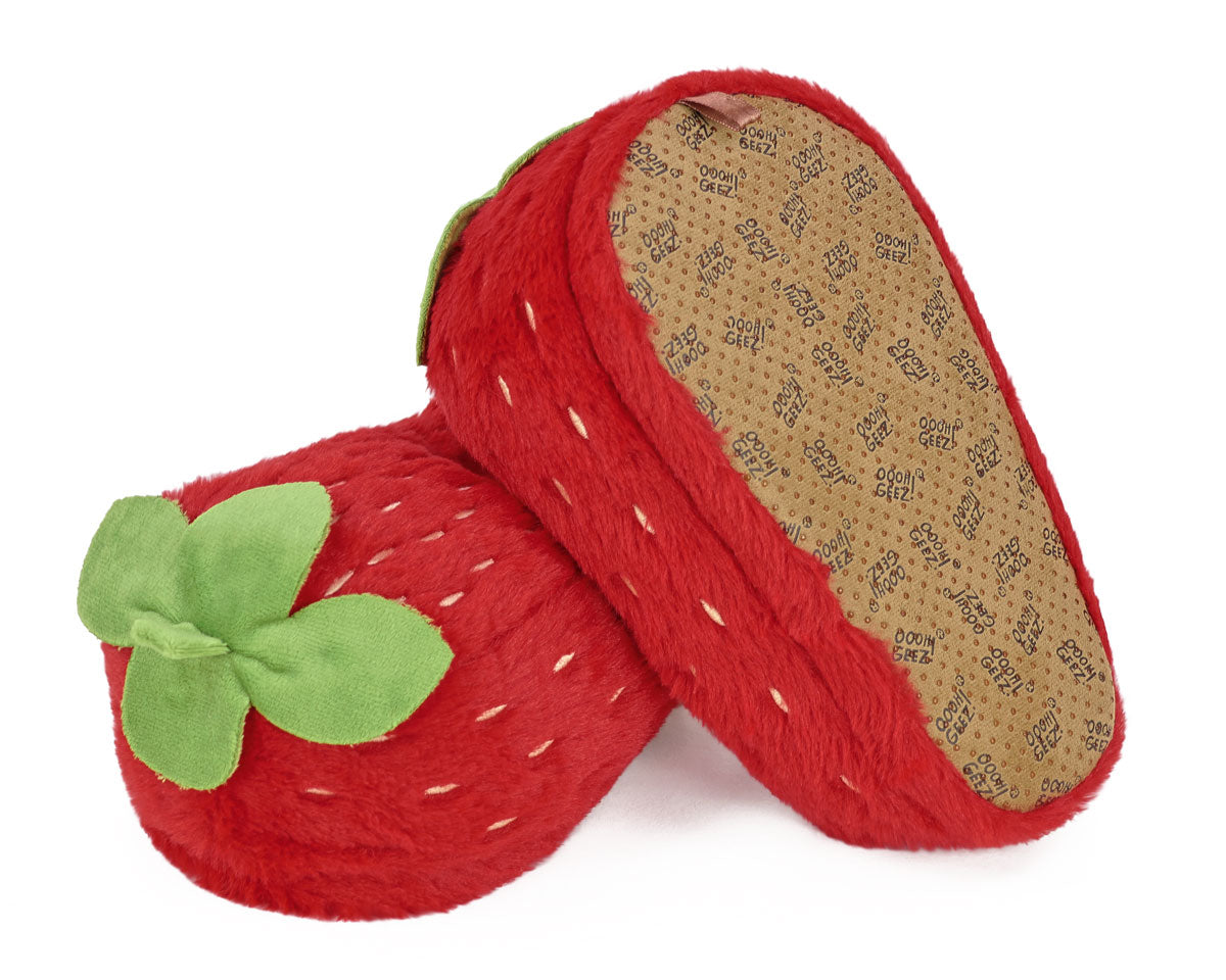 Fuzzy Strawberry Slippers Bottom View