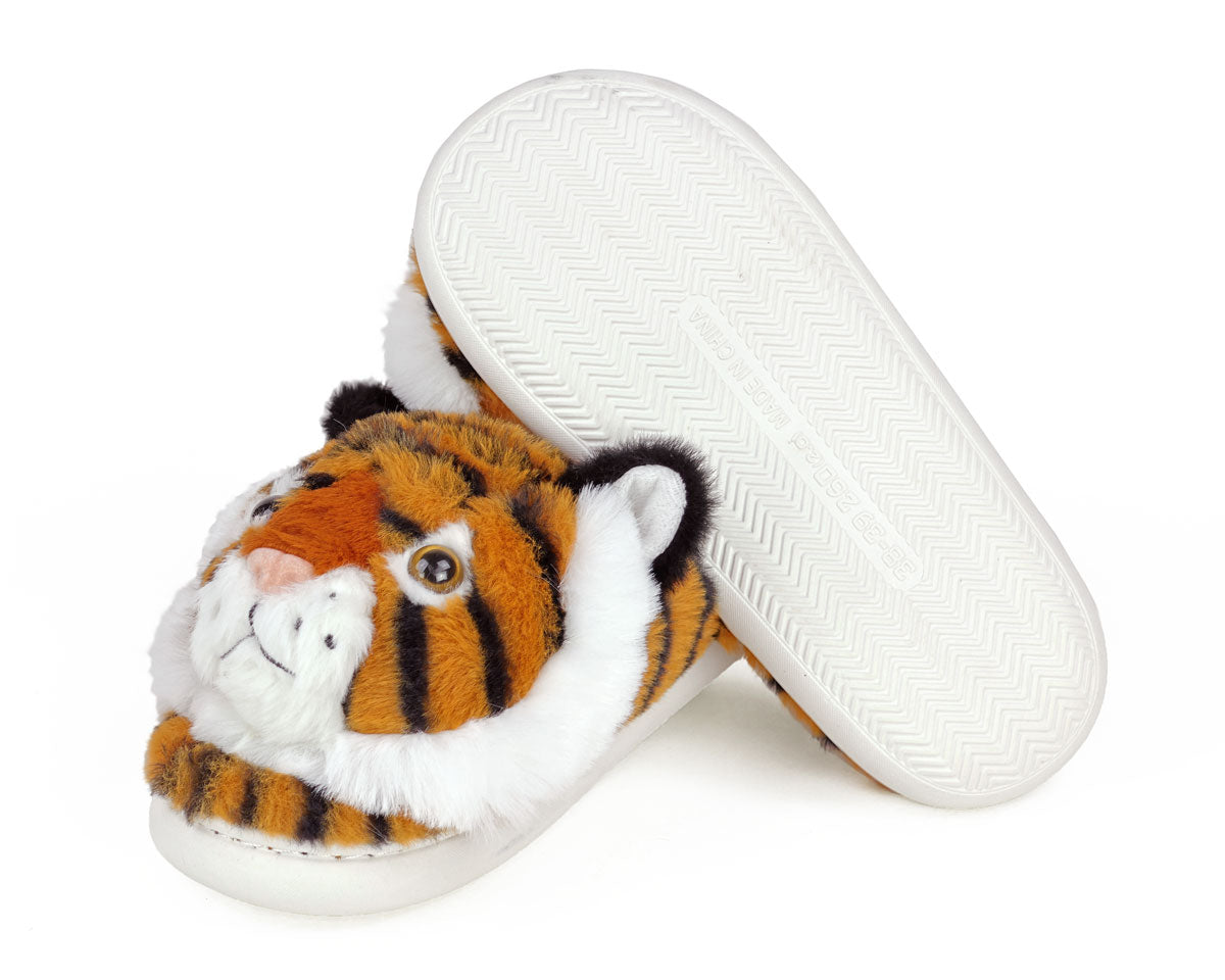 Fuzzy Tiger Slippers Bottom View