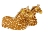 Giraffe-shaped slippers on a white background