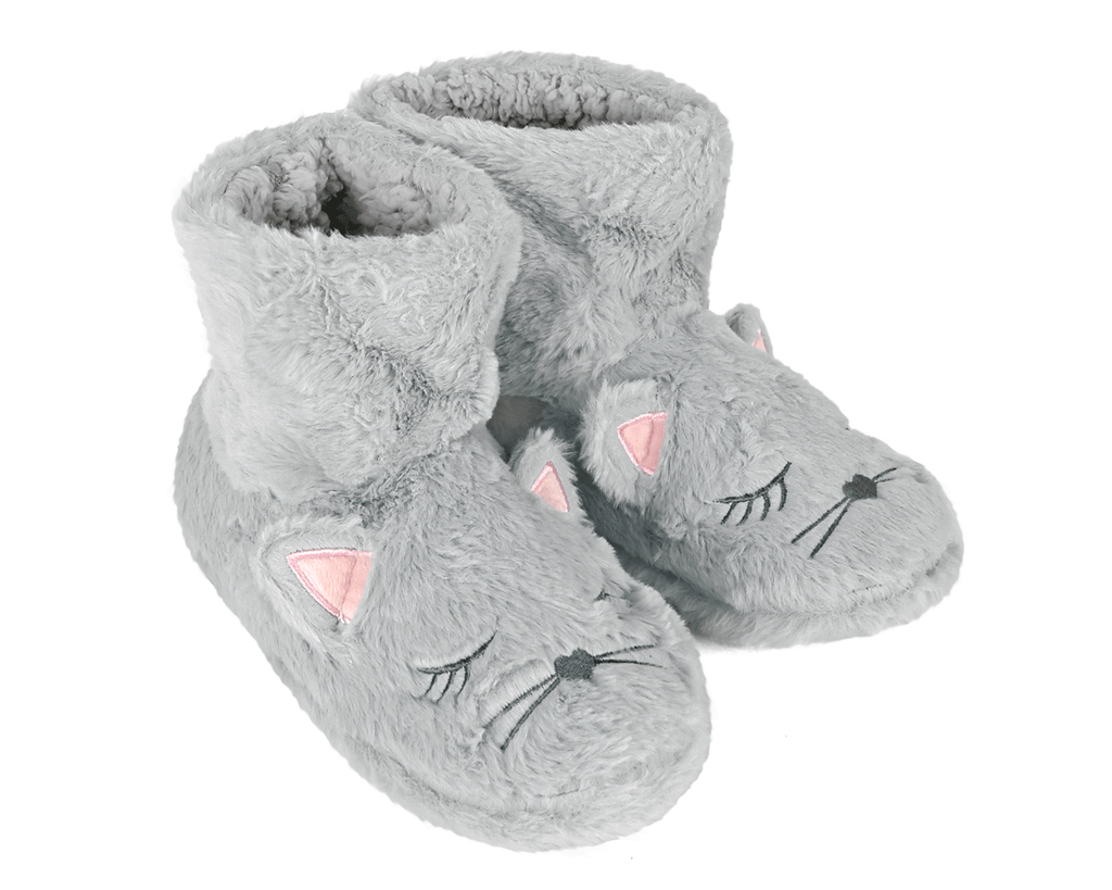 Gray cat-shaped slipper boots on a white background