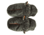 Gray hippo-shaped slippers on a white background