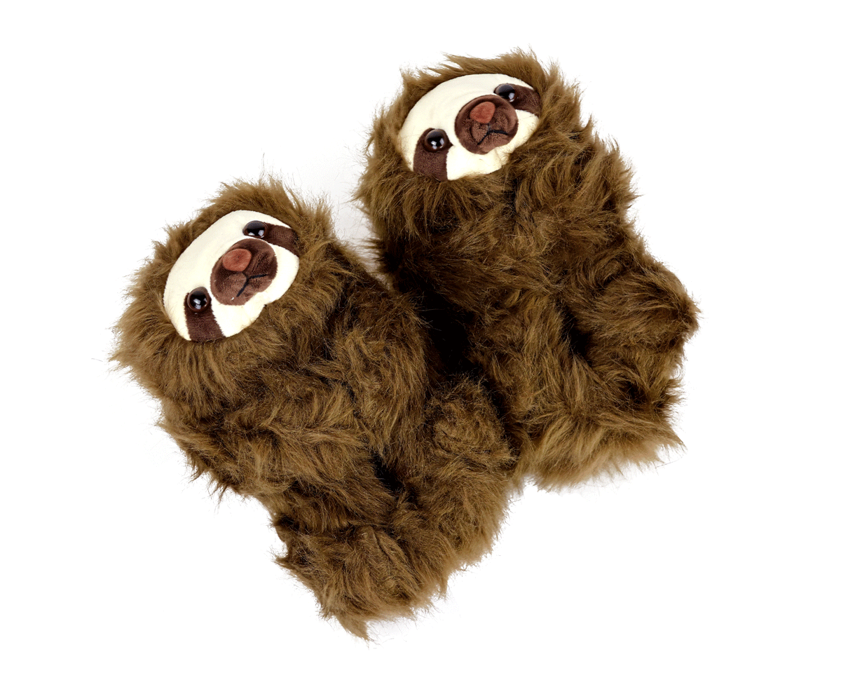 Kids Fuzzy Sloth Slippers
