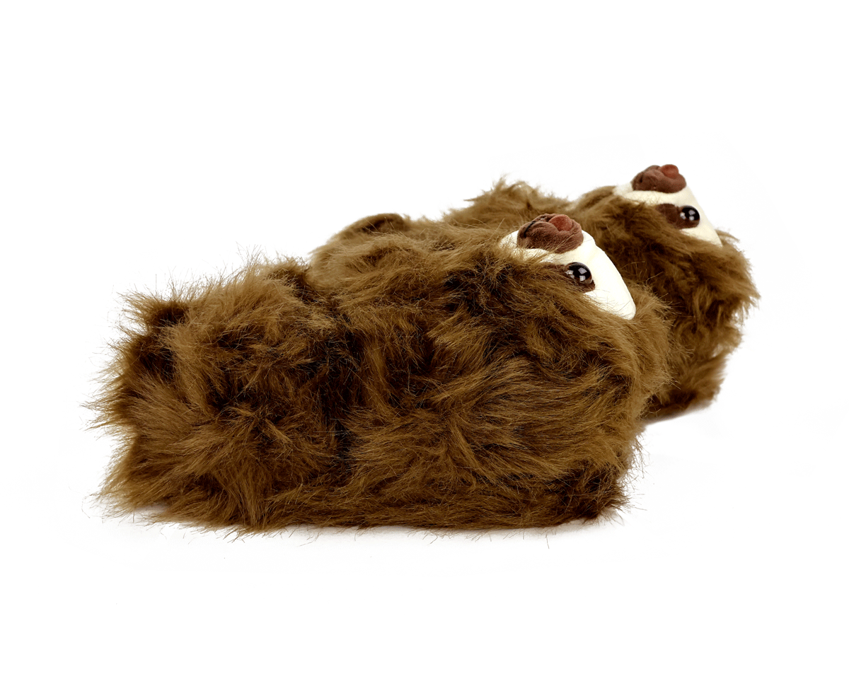 Kids Fuzzy Sloth Slippers Side View