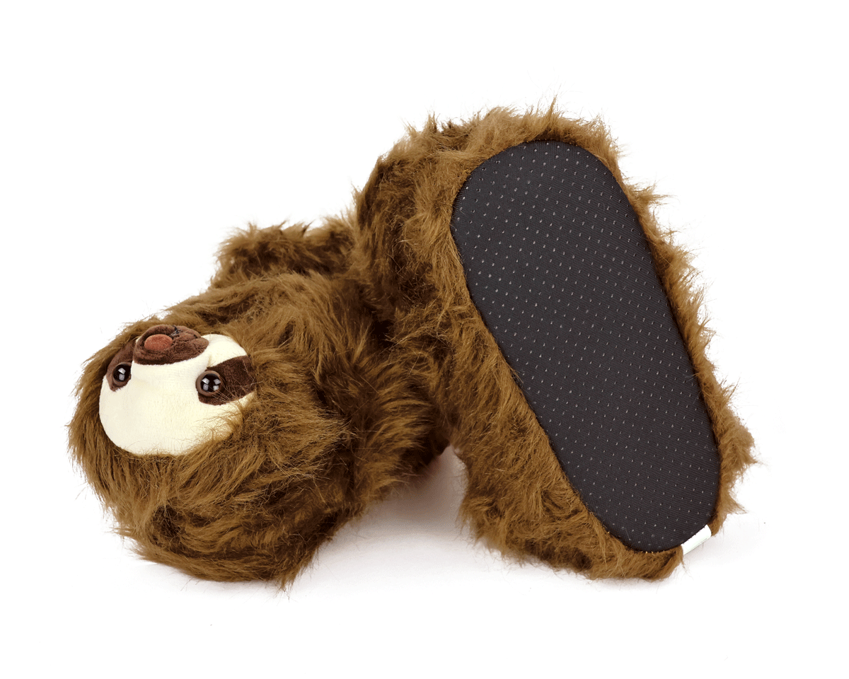 Kids Fuzzy Sloth Slippers Bottom View