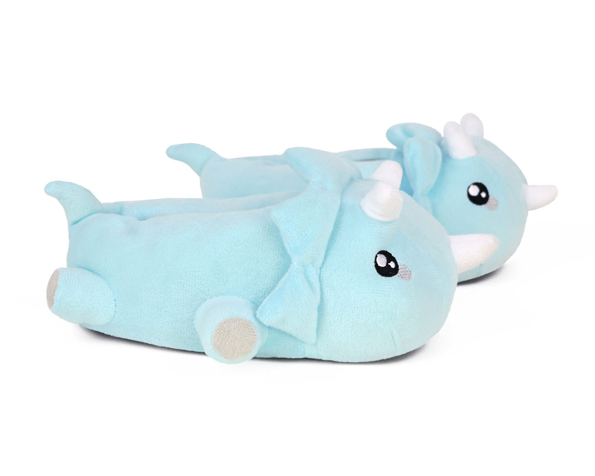 Kids Triceratops Dinosaur Slippers Side View
