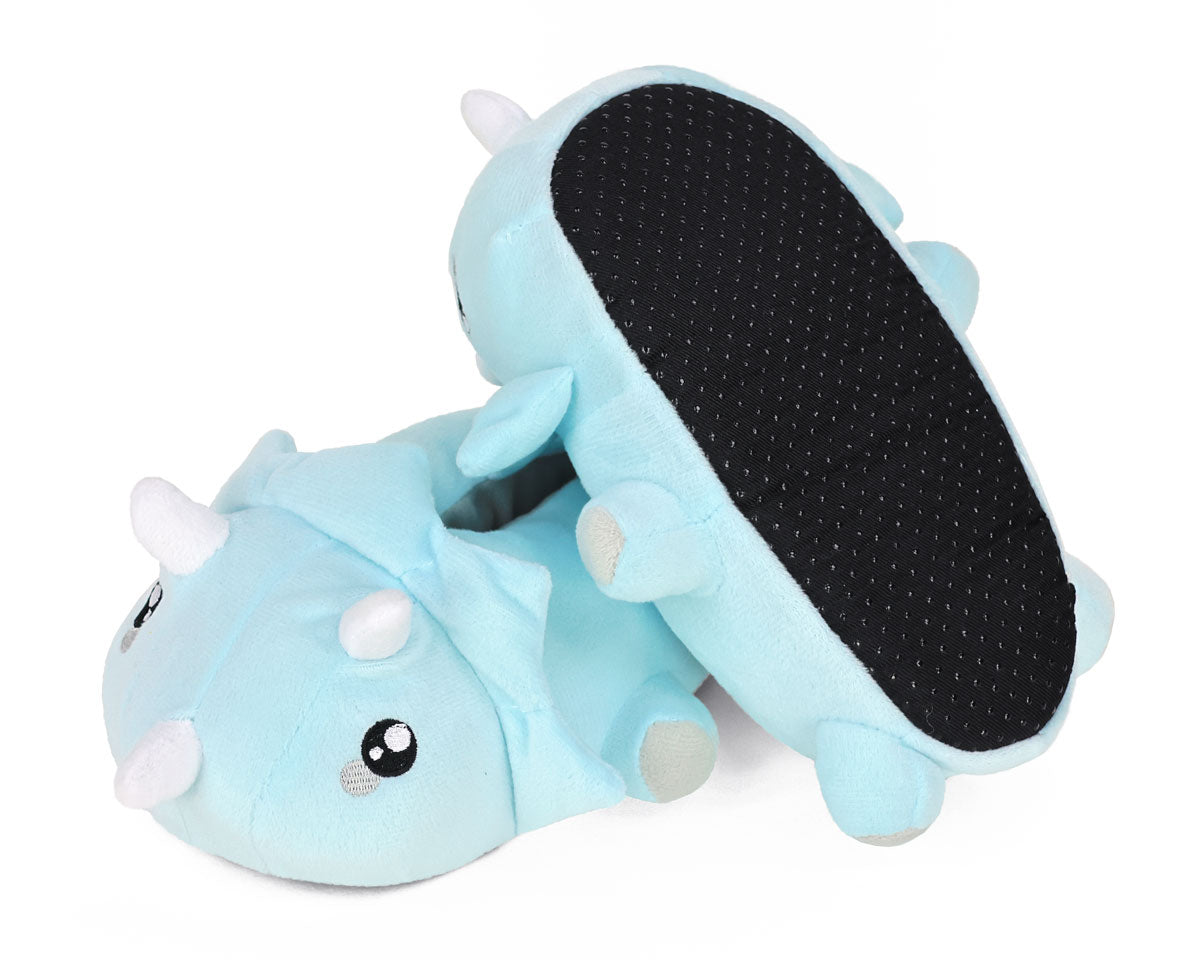 Kids Triceratops Dinosaur Slippers Bottom View