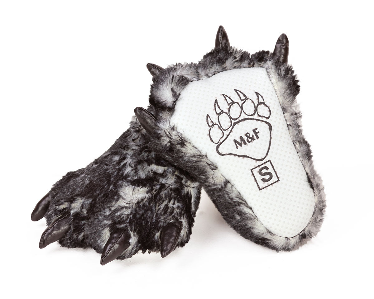 Kids Wolf Paw Slippers Bottom View