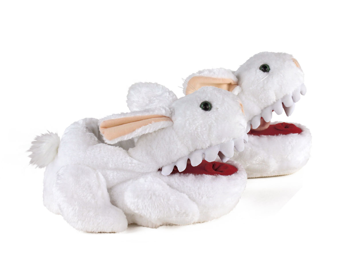 Monty Python Killer Rabbit Slippers Side View with Mouths Open