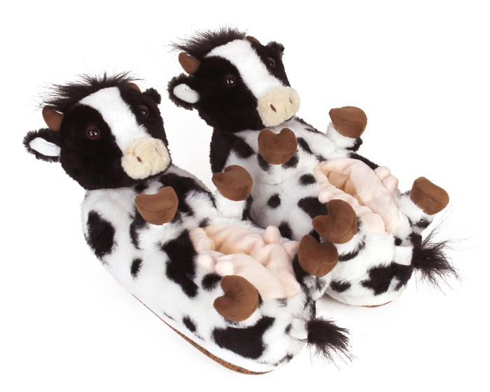 Cow Slippers 3/4 View