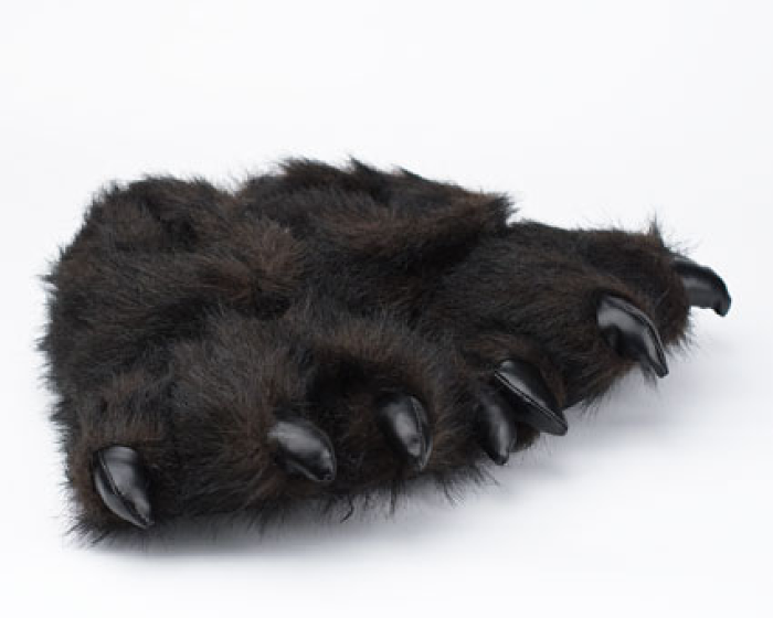 Kids Black Bear Paw Slippers | Black 