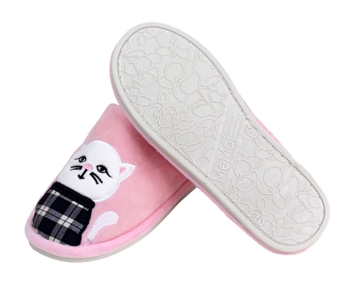 Plaid Cat Slippers | Pink Kitty Scuff Slippers