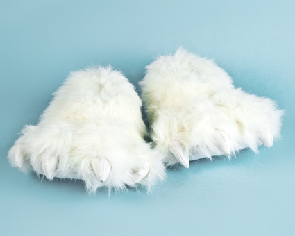 fuzzy bear paw slippers
